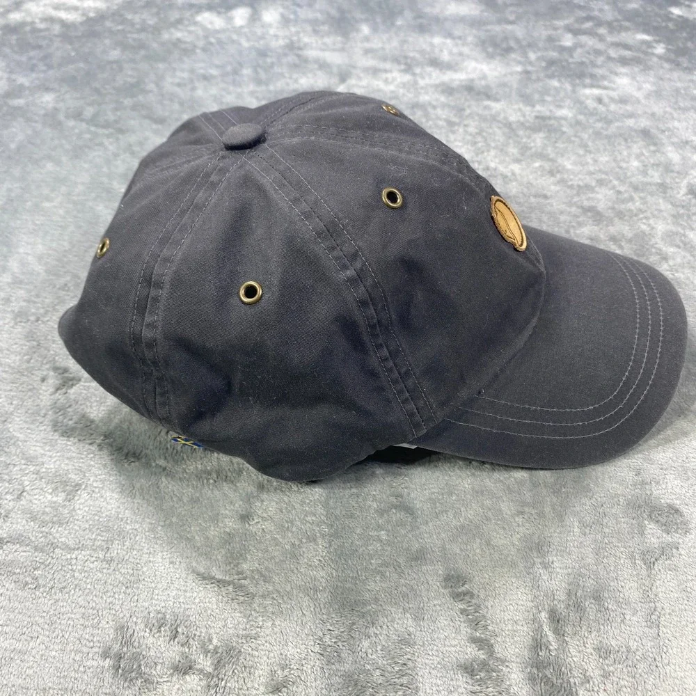 Fjallraven Cap Hat Strapback S/M Dark Grey Helags Leather Fox Logo Sweden Flag